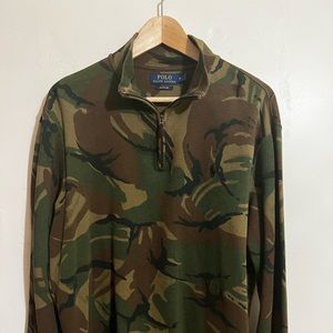 Polo Ralph Lauren Estate Rib Camo Print 1/4 Zip Pullover Sweater Men’s Size M